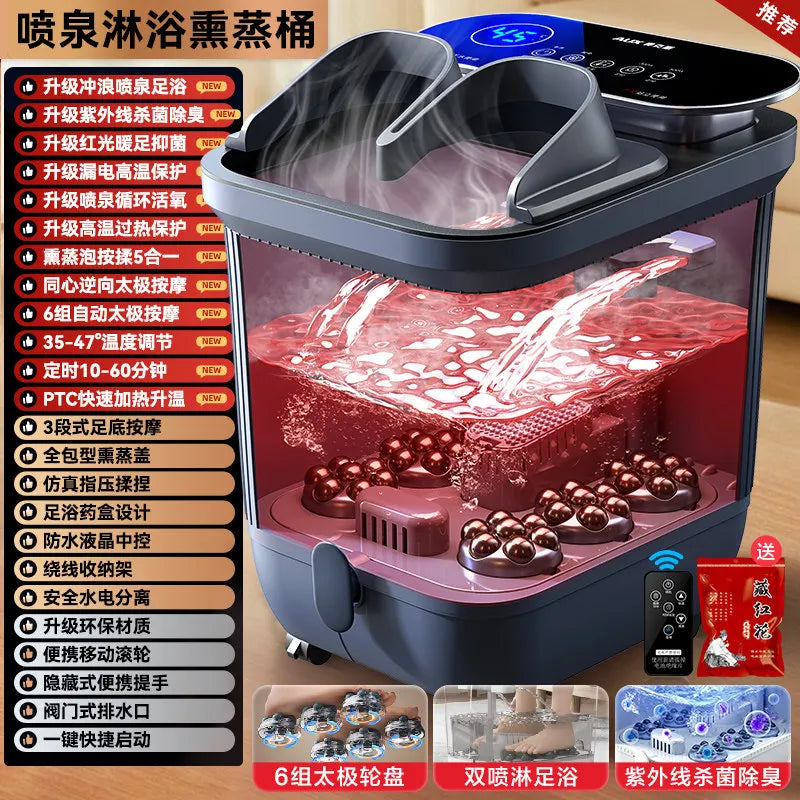 220V AUX Electric Foot Spa Bath Massager with Heating and Constant Temperature Automatic Home Use Deep Bucket WDC
