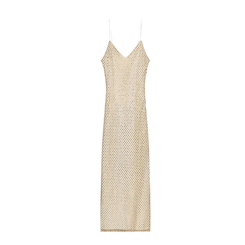 Sexy Diamond Halter Dress Women Shinny Sleeveless Backless V-neck Slim A-line Dresses Female 2026 Spring Summer Party Lady Robes