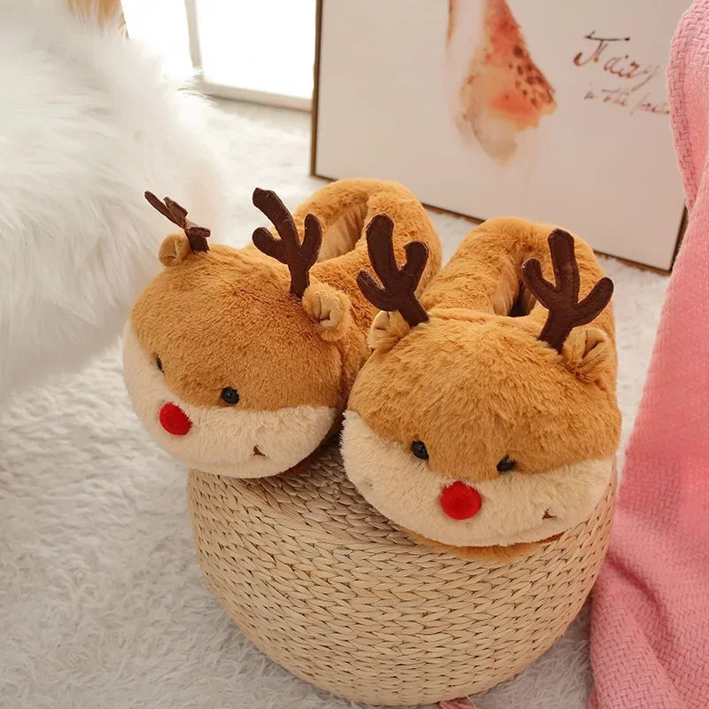 Cartoon Couples Home Slippers Men Women Winter Indoor Warmth Piglet Cotton Shoes Plush Floor Anti Slip Slippers Soft Bottom2024