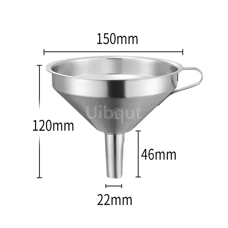 304 Stainless Steel Funnel Metal Wide Mouth Funnel With Strainer Mesh For Cooking Oil Liquid Spice Filter Home Kitchen Gadgets
