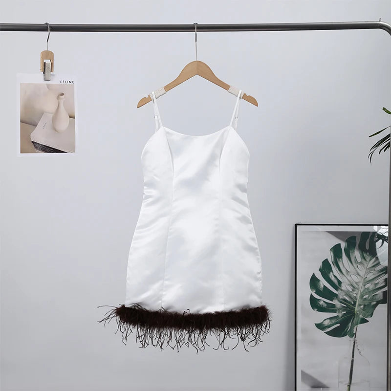 Sexy Women's Dress Halter Sleeveless Backless Slim Hip Package Tassel Female Dresses 2025 Autumn Party Christmas Chic Lady Robe