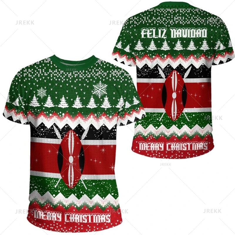 Kenya National IndependenceDay 3D Printed T Shirt The Republic-of Kenya Emblem Falg Graphic Short Sleeves Vintage Tee Shirts Top