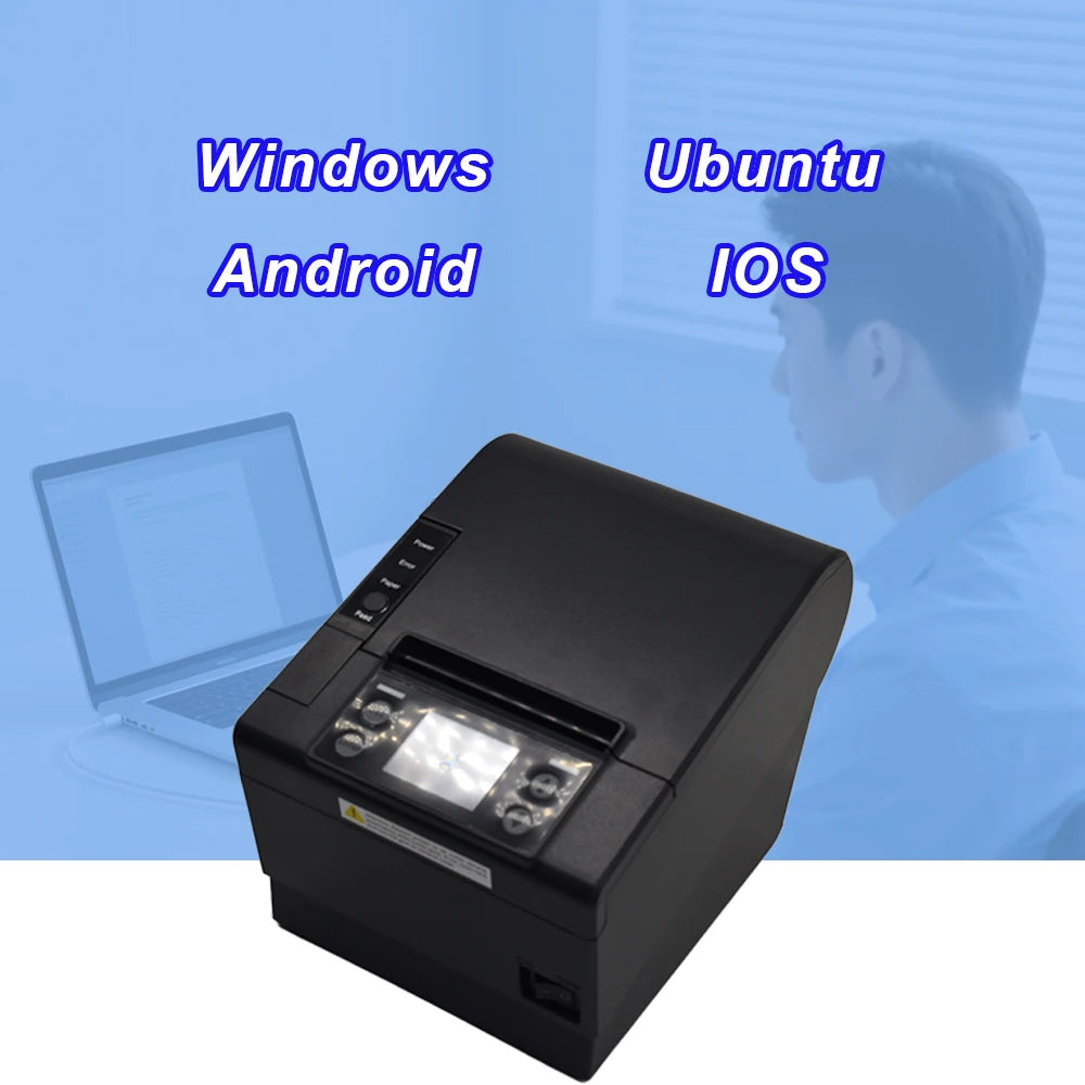 80mm POS Thermal Receipt Printer with Auto Cutter Wireless Bluetooth MQTT Cloud Bill Printing Machine