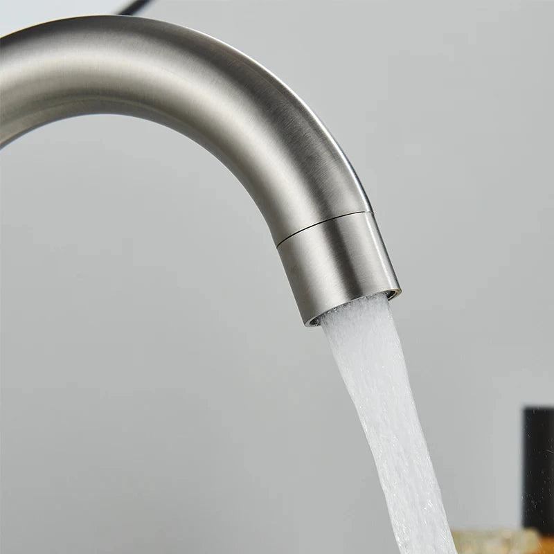 304 stainless steel bathroom basin faucet hot and cold wash mixer faucet 360 rotating sink faucet bathroom single handle faucet