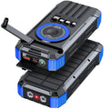 New 50000mAh Solar Power Bank Hand Crank Generator Portable Outdoor Emergency Charger with 4 Built-in Cables Dual LED Flashlight