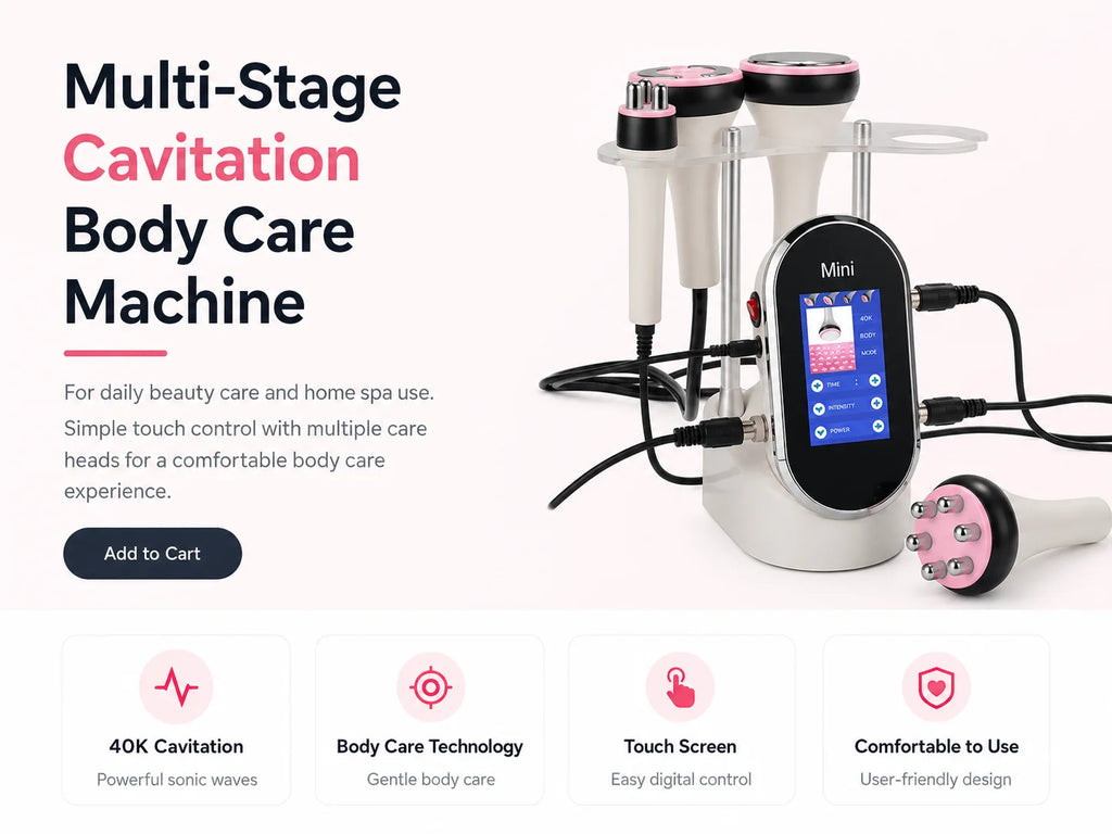 40K 4-in-1 Cavitation Ultrasonic Beauty Machine Body Care Massage Device for Home and Spa Use