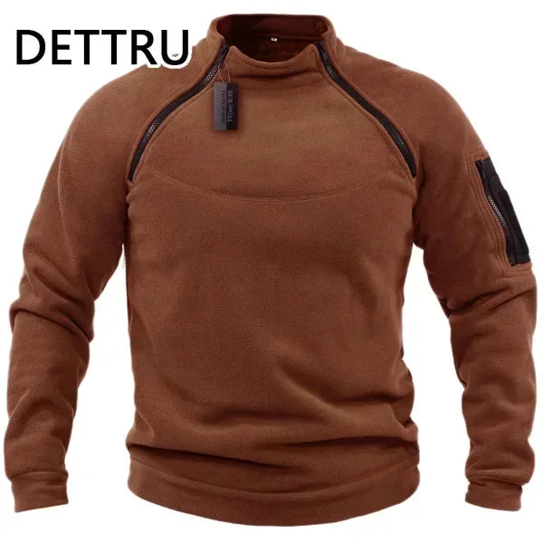 Brand High Quality Winter Mens  Sweatshirt Fleece Zipper Pullover Men's Solid Color Loose Lamb Thick Clothing Streetwear