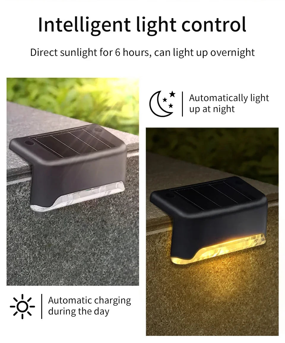 Outdoor Solar Stair Lights LED Waterproof for Garden Yard Railing Fence Lights Enhances Night Safety and Atmosphere