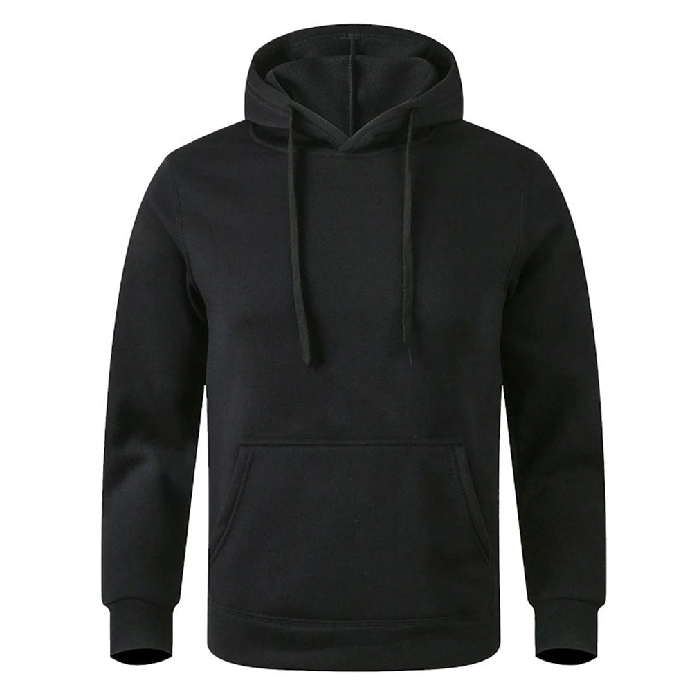 Winter Solid Color Men Hoodies Fleece Warm Mens Sweatshirt Fashion Men Fleece Warm Sweatshirt