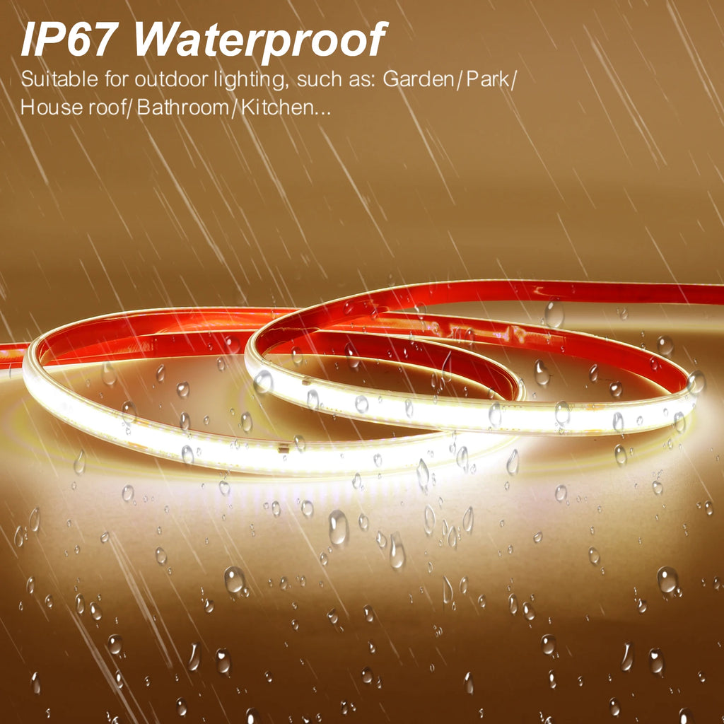 1-50M 220V COB LED Strip Light High Bright Flexible Ribbon Light Tape IP68 Waterproof Outdoor Garden LED Strip 3000K 4000K 6000K