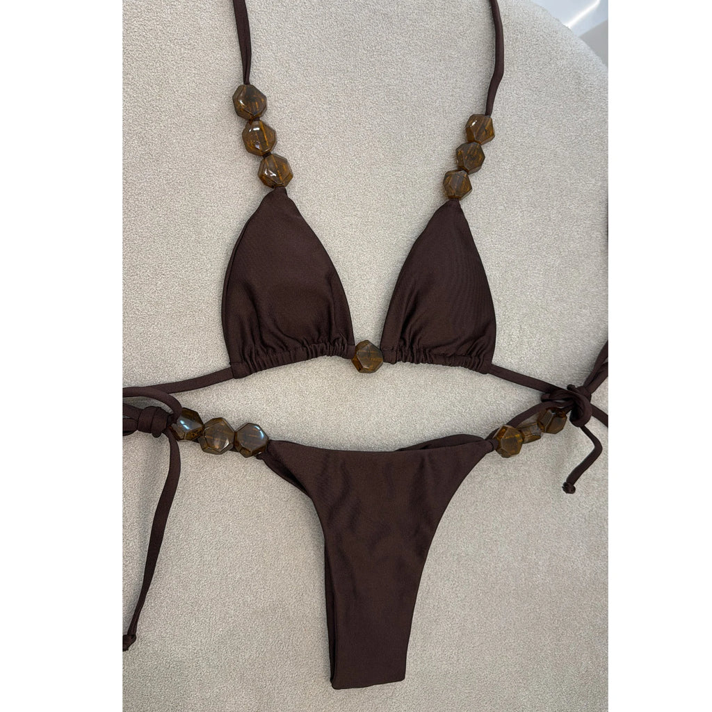 Sexy Bikini Swimwear Women Swimsuit Halter Bead Bikini Set Bathing Suit Two Piece Bikini Summer Beachwear