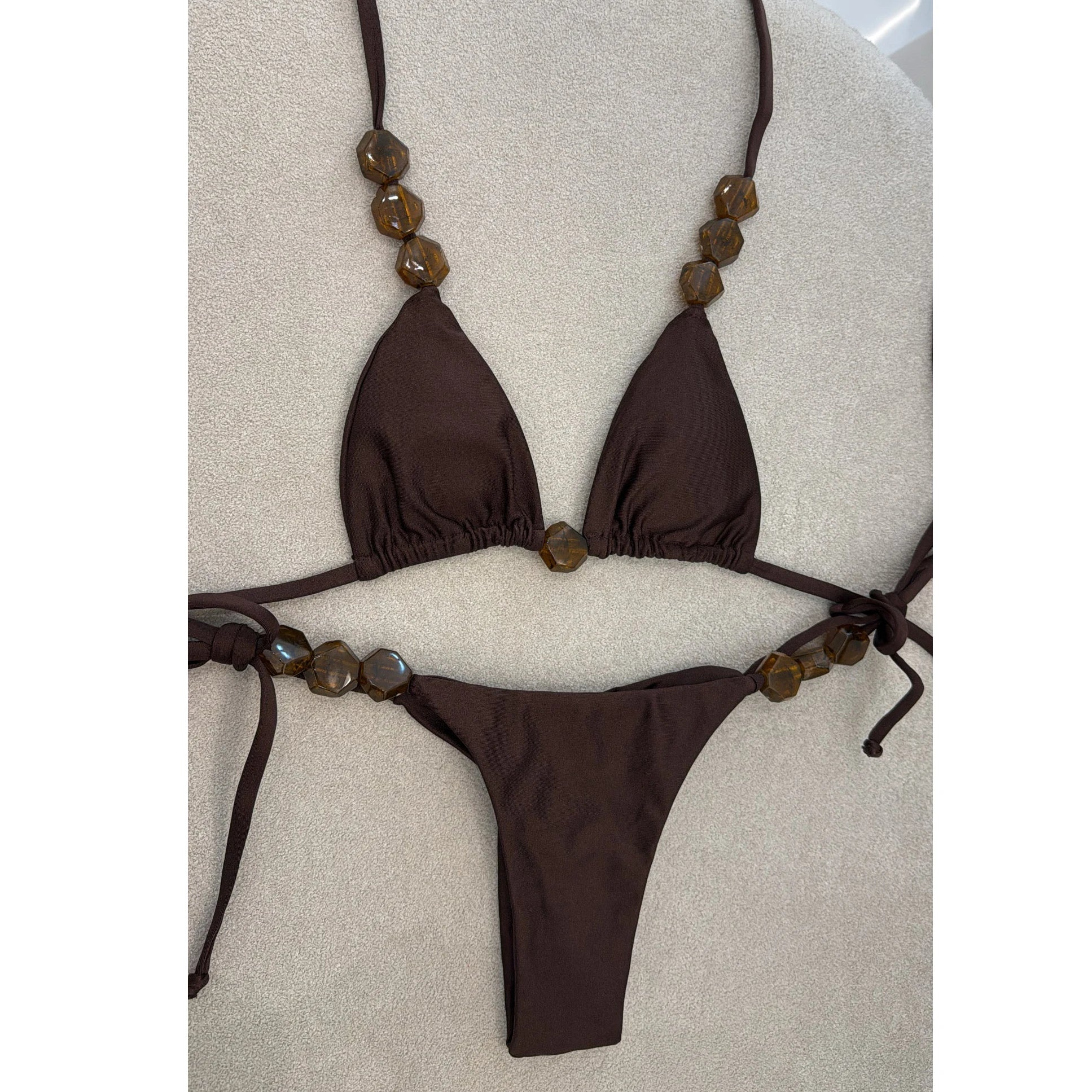 Sexy Bikini Swimwear Women Swimsuit Halter Bead Bikini Set Bathing Suit Two Piece Bikini Summer Beachwear