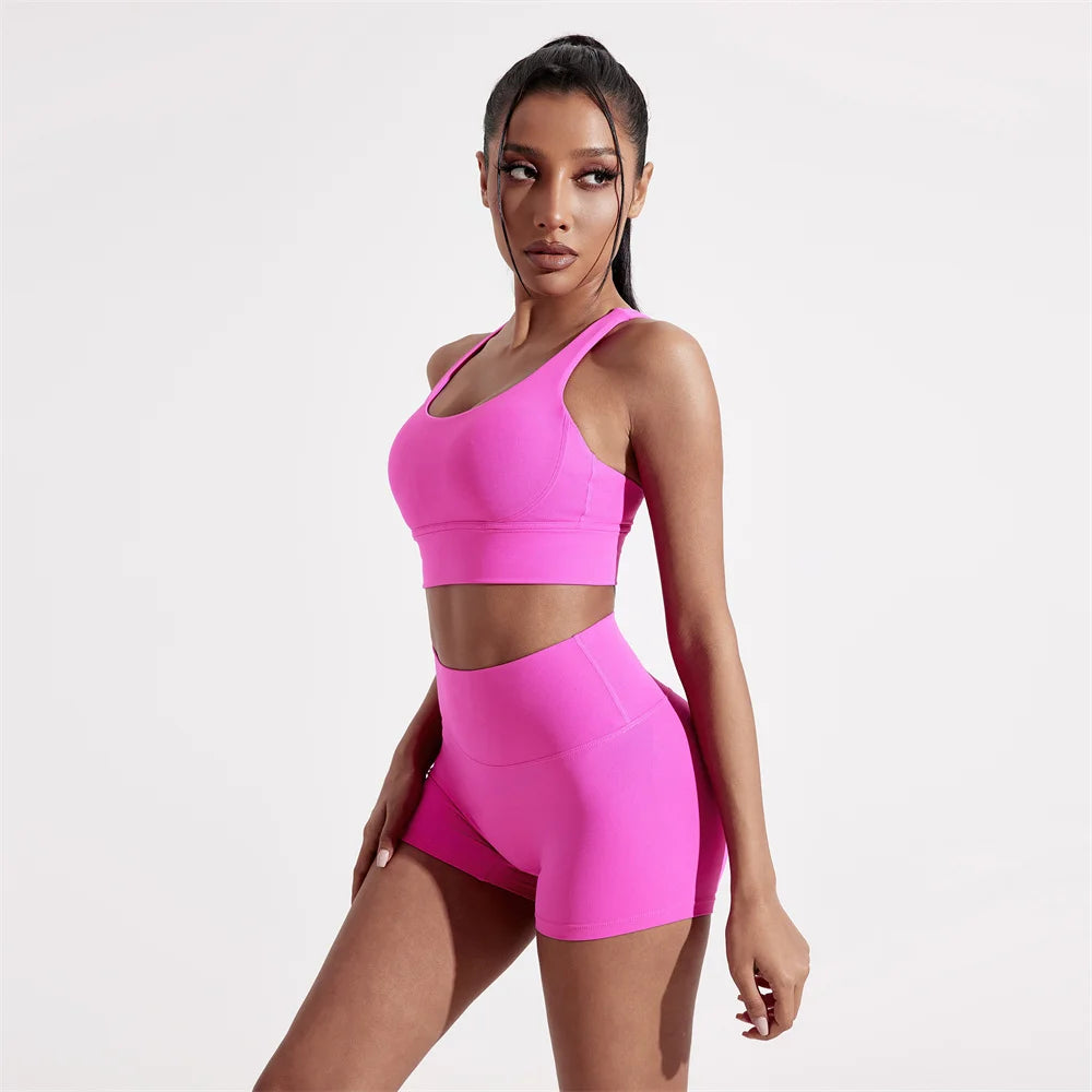 Solid Color Women Fitness Sport bra top soft tight Comprehensive training jogging gym yoga underwear cross back With chest pad