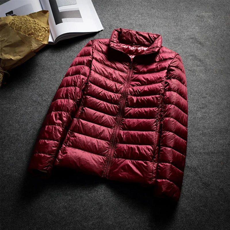 Schinteon Ultralight White Duck Down Jacket Spring Autumn Warm Slim Zipper Women Fashion Light Down Coat 13 Colors S-7XL