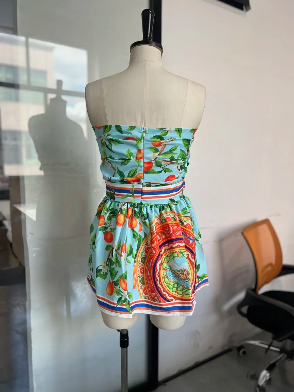 Sexy Strapless Printed Mini Dress 2025 Summer Fashion Women Sleeveless Backless High Waist Slimming Party Vacation Y2k Vestidos