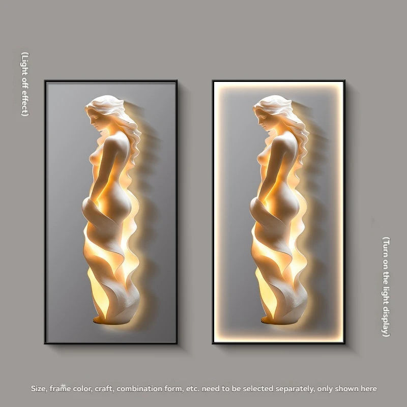 Modern Light Luxury Entrance Door Decoration Painting, Simple Abstract Corridor Hanging Painting Wall Lamp Painting Led Lights
