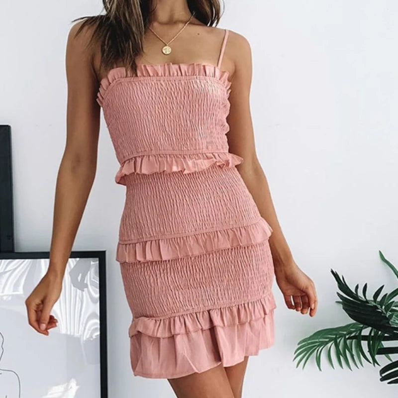 New Women Party Lace Flower Backless Mini Dress Summer Sexy Sling Spaghetti straps Deep V Neck Wedding Club Vestidos