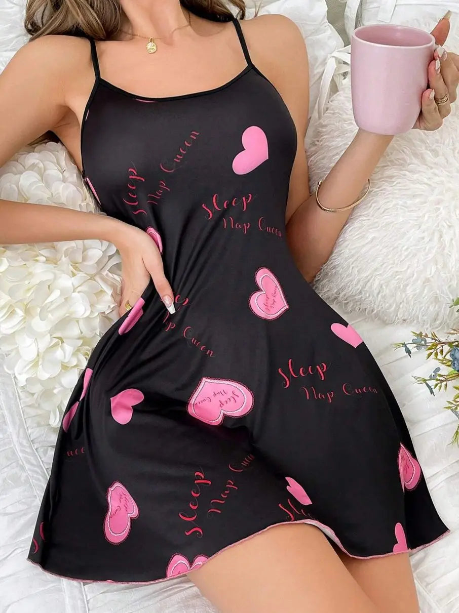 New Summer Nightdress Cute Cat Pattern Light Breathable Fabric Girls Loose Nightdress For Bedroom
