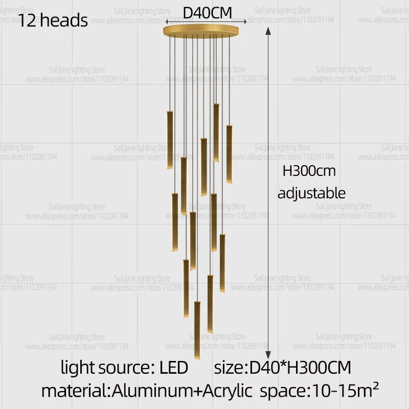 Modern Stair Chandelier Indoor Lighting Ceiling Lamp Attic Room hanging Light LED Chandeliers For Living Room Pendant Lights