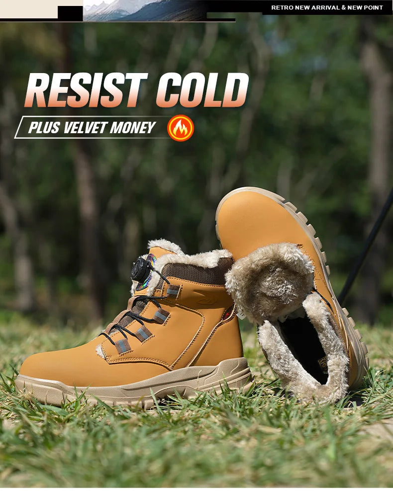 Size 47 48 Winter Work Safety Boots Men Steel Toe Work Shoes Rotating Button Waterproof Protective Men Safety Shoes Footwear