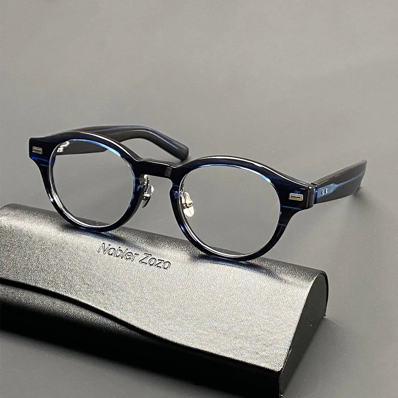 Vintage round glasses frame for men spring legs thickened with acetate optical glasses frame to make prescription glasses for my