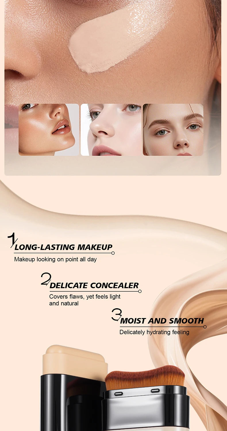 Double-Headed Foundation Make-Up Stick, Waterproof, Set Makeup, conceal, Moisturize, Control Oil, Brighten, No Makeup Transfer