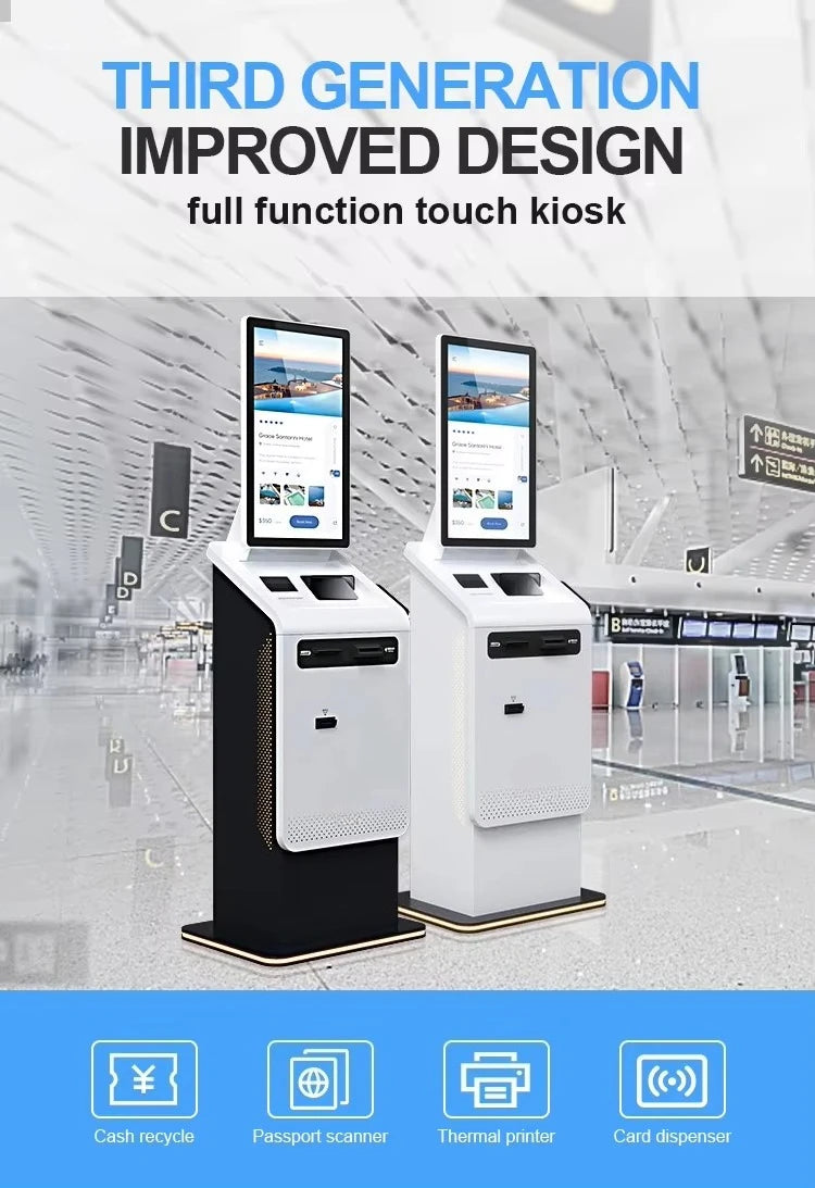 Customized 27 Inch ATM Cash Coin Acceptor Kiosk - Self-Service POS Terminal with Health & Parking Inquiry