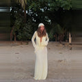 Luxury See Through Mesh Bodycon Maxi Dress For Women Lady Long Flared Cuff Deep V Neck Pleated Beach Holiday Evening Party Gown