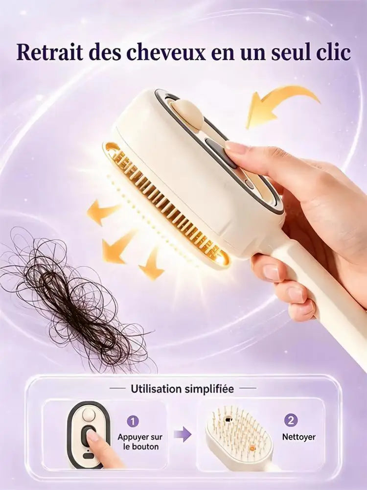 2026 capillaire 3-en-1 Hair Straightening Brush – No Heat Spray, Red Light Therapy, Scalp Massage, Smooth, Wireless, Lightweight
