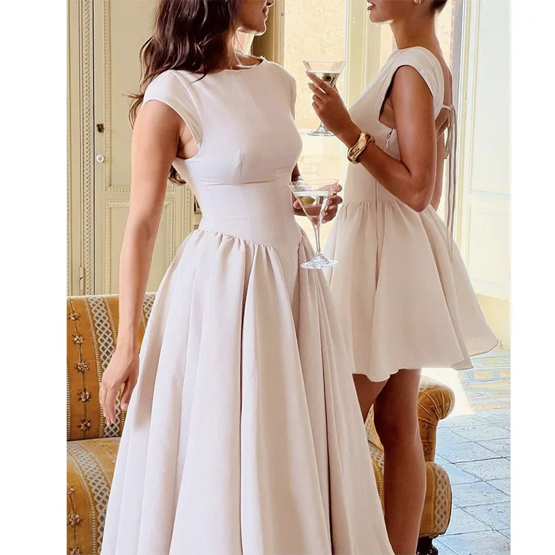 2026 Autumn New Style Elegant Backless and Waist-Slimming Mid-Length Dress