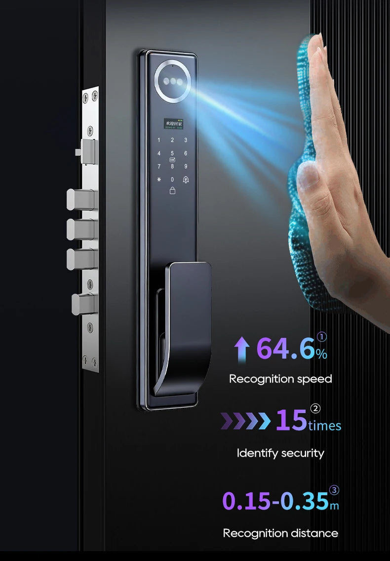 Tuya APP 3D Face Recognition Unlock Digital Door Lock With Camera FIngerprint Password Unlock Keyless Electronic Door Lock