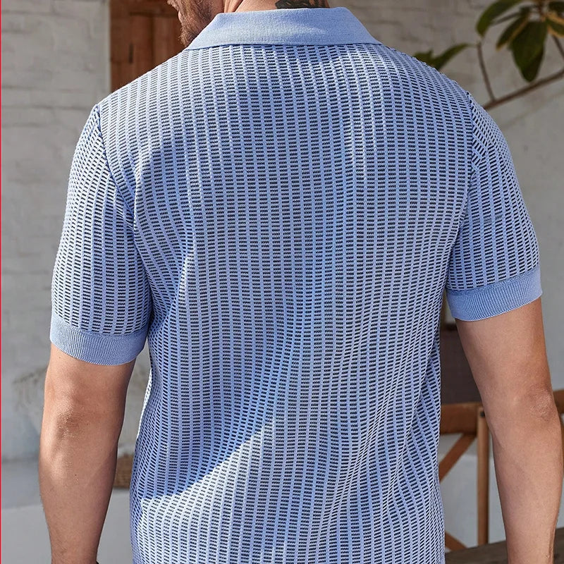 New Mens Knit Shirts Men's Polo Shirts Short Sleeve Summer Polo Men's Knit Shirts American Stretchy Golf Polo Old Money Tops