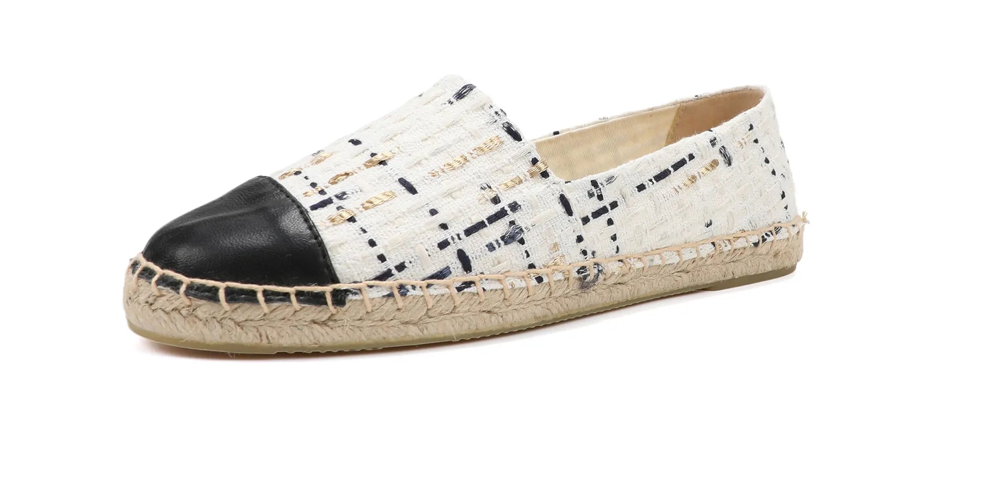 White espadrilles for women flat closed toe shoes