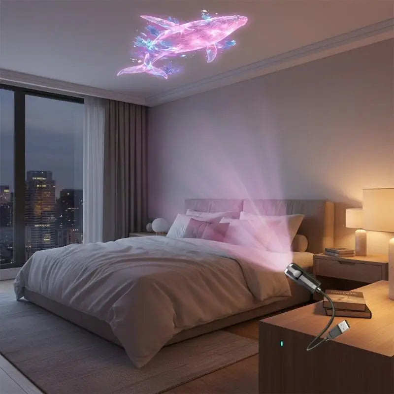 LED USB Projector Light Ocean Projection Lamp With 8pcs Marine Life Light Panels Ceiling Decorative Night Light