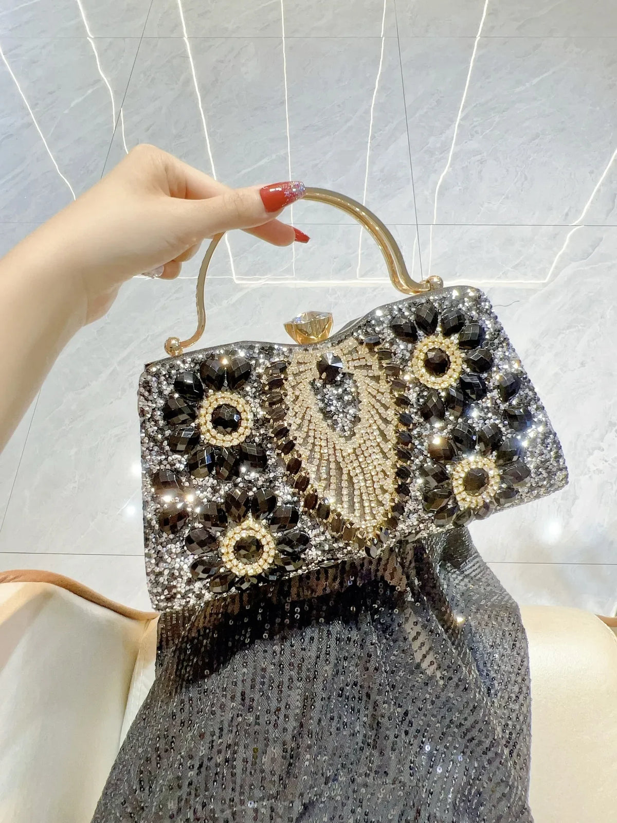 Rhinestone Women Evening Clutch Shiny Dinner Party Handbag Match For Dress Shoulder Crossbody Bag Cosmetic Phone Storage