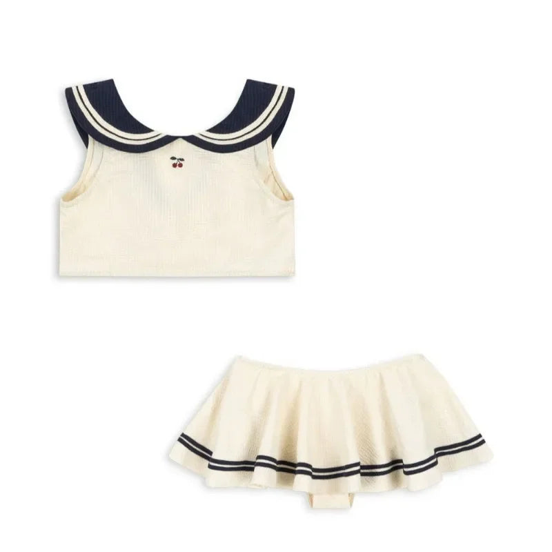 Baby Swimwear KS Brand 2026 New Summer Girls Swimsuit Cute Cherry Kids Baby Outfit Set Holiday Beach Bikini Children Clothing