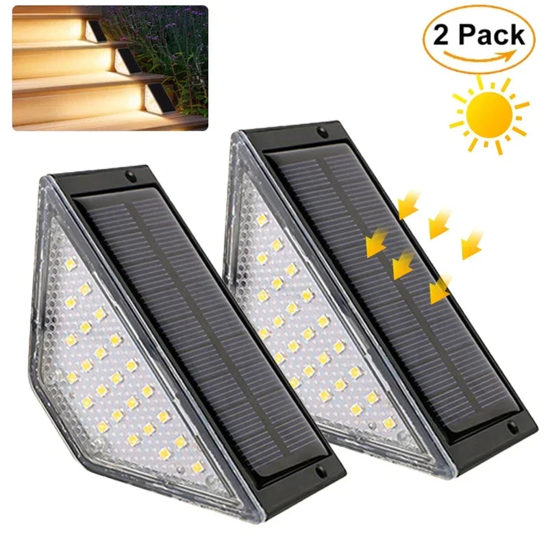 Outdoor Solar Step Lights, Warm White Light,IP66 Waterproof, Auto On, for Patio, Yard, Driveway, Porch Decoration
