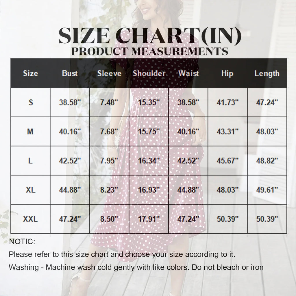 Elegant retro polka dot dress Women's Summer Midi Dress V Neck Single Breasted Short Sleeve Dresses Fashion Print Dress