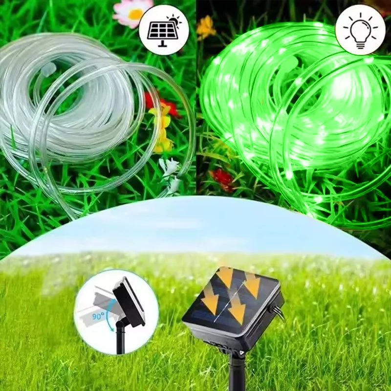 Solar String Tube Light PVC Soft Tube Outdoor Waterproof Copper Wire Light Courtyard Garden Decoration Atmosphere Flashing Light