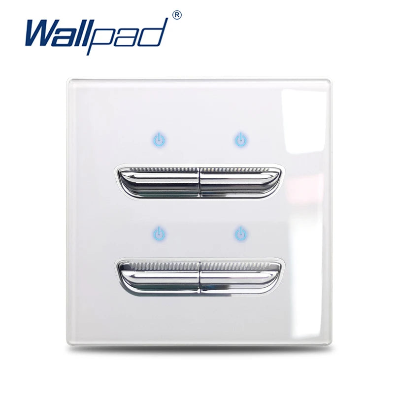 Wall Light Switch 1 2 3 4 Gang Tempered Glass Panel Blue LED Night Light White Black Gray Gold Pass Through Low Price