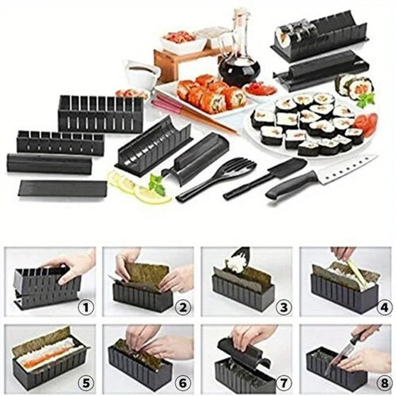 New Sushi Making Kit Sushi Mould DIY Sushi Ware Kitchen Gadget Rice And Vegetable Roll Seaweed Sushi Roll Tool For Beginner