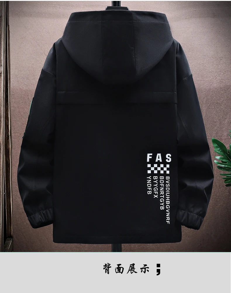 Fashion 2026 Spring Autumn Men's Casual Hooded Jackets Outdoor Zipper Windbreaker Coats Streetwear Plus Size M-4XL Tops Clothing