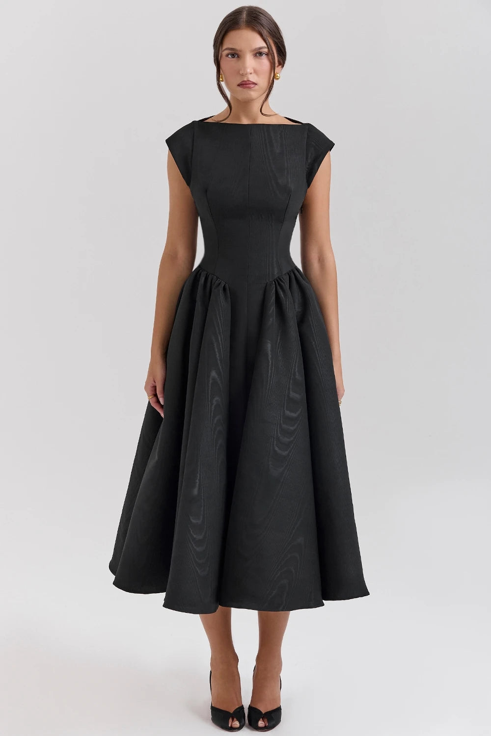 CHNMR French Elegant Solid O-neck Sleeveless Women A-line Long Dress Sexy Ruffle High Street Lady Dresses Casual Female Vestidos