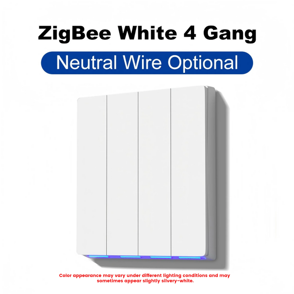 GIRIER ZigBee Wall Switch Tuya Smart Button Light Switches 1/2/3/4 Gang Support Neutral or without Neutral Wire Works with Alexa