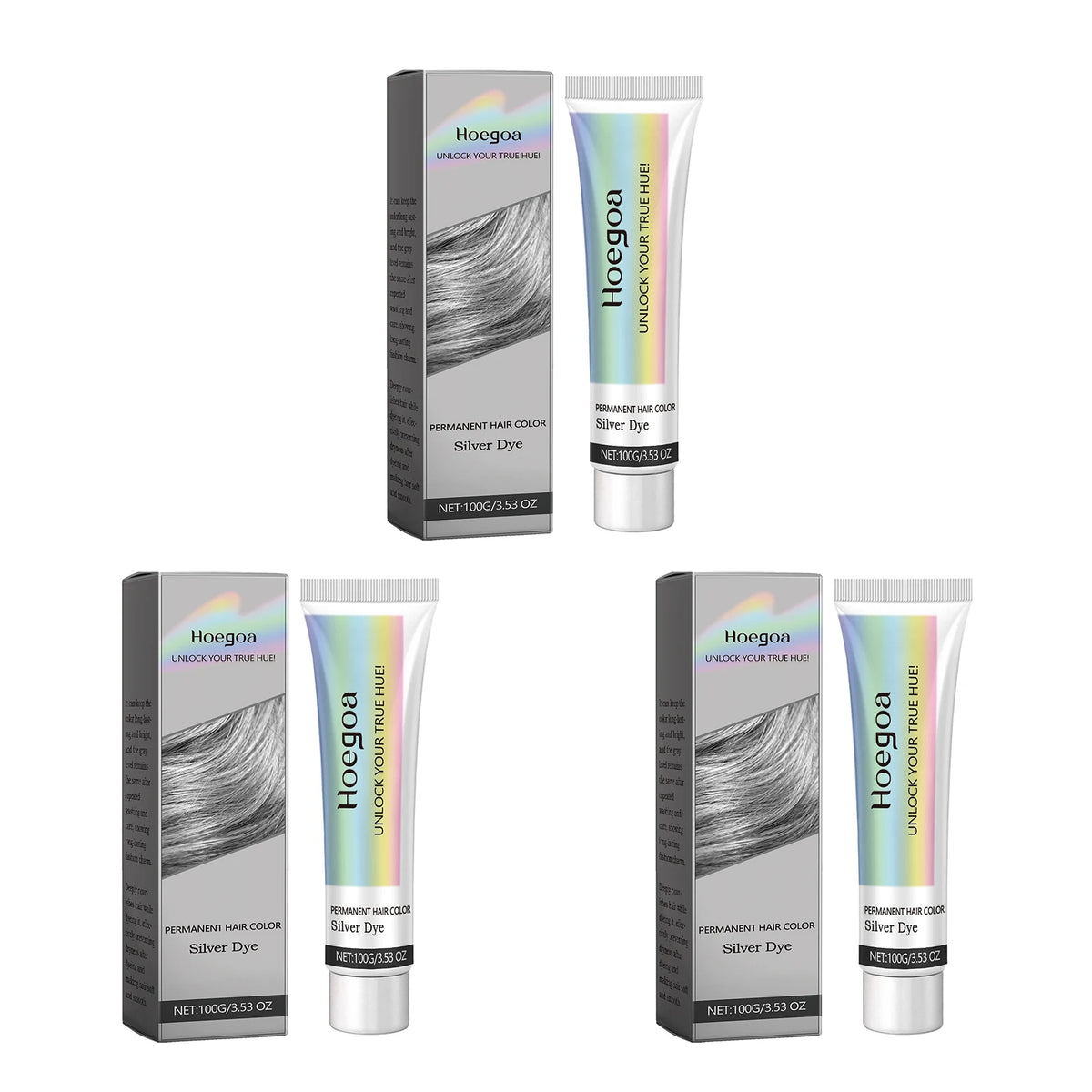 Gray Color Hair Dye Cream Light Color Silver Hair Long-Lasting Color Lock Shiny Hair Unisex Smoky Punk Style Hair Dyeing Cream