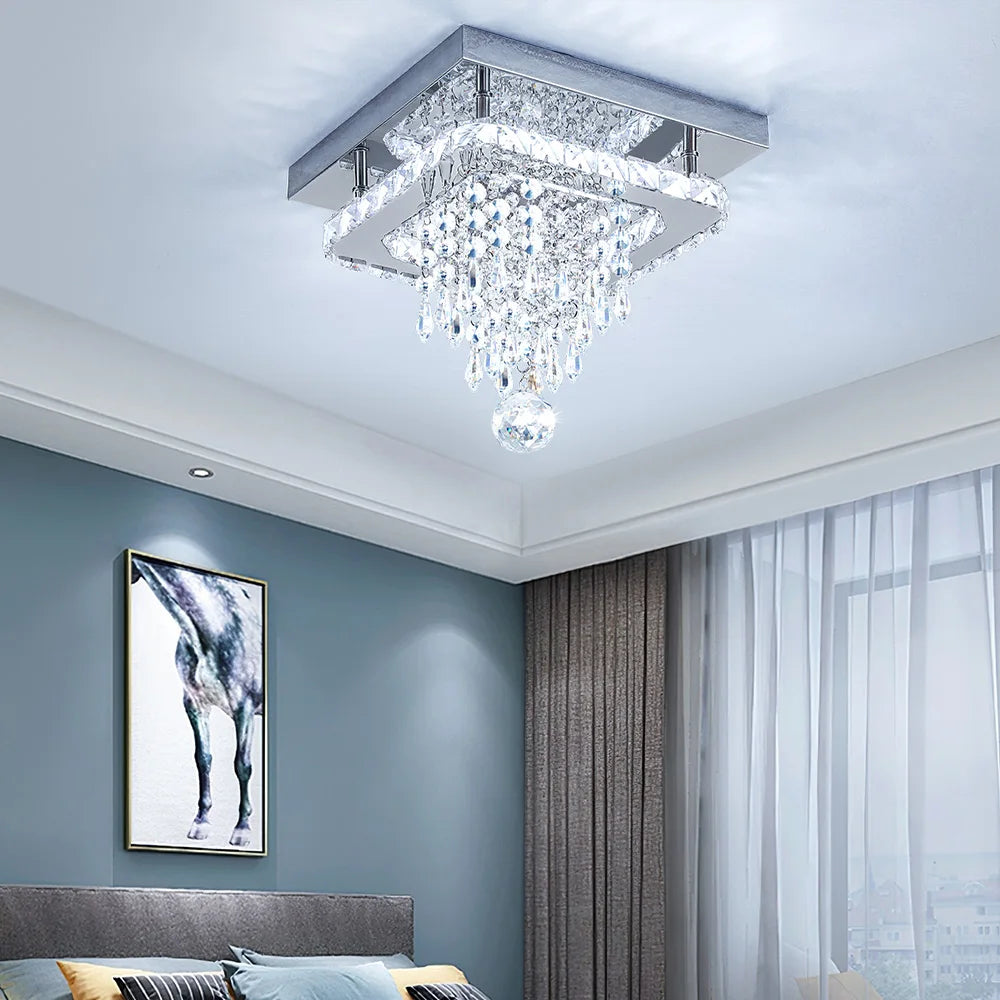 Voltsify Modern Crystal Ceiling Light with Droplets for Living Rooms, Bedrooms and Nurseries