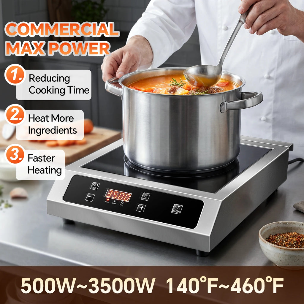 14" 3500W Commercial Induction Burner, Portable Countertop