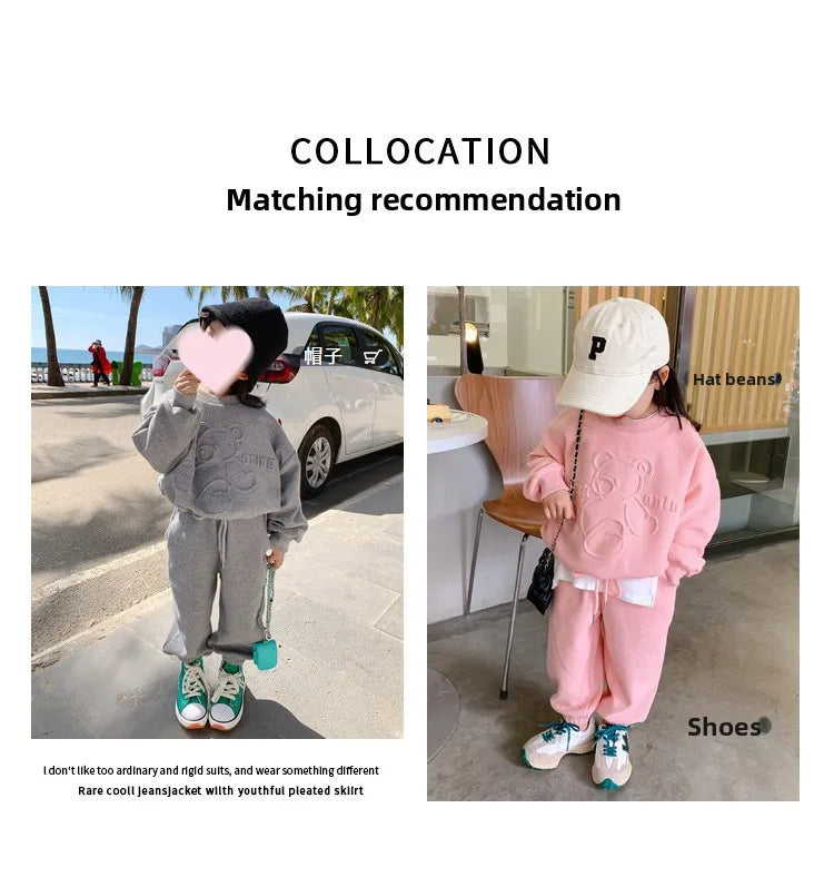 2026 Spring Children's Spring Clothes Round Neck Long Sleeve Sweater Boys and Girls Trendy Baby Stylish Children's Clothing 2PCS