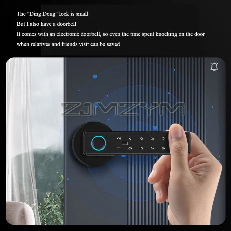 Tuya Smart Fingerprint Lock Financial Level Electronic Indoor Lock Handle Lock Support Password/Key/Bluetooth/APP Remote Unlock