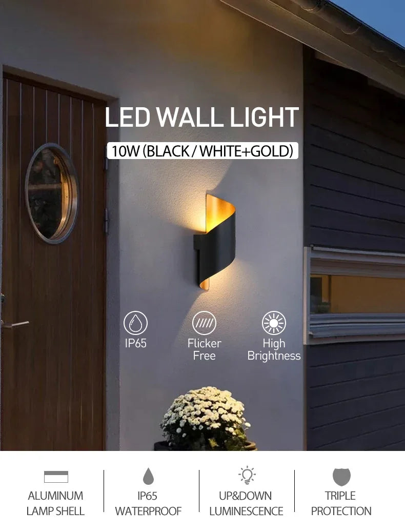 LED Wall Lamp 10W Indoor Wall Lights Waterproof Outdoor Modern Nordic Sconce Lamp Interior Wall Light Home Decor
